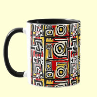 Rouge Jaune Noir Abstrait Africain Tribal Géométri