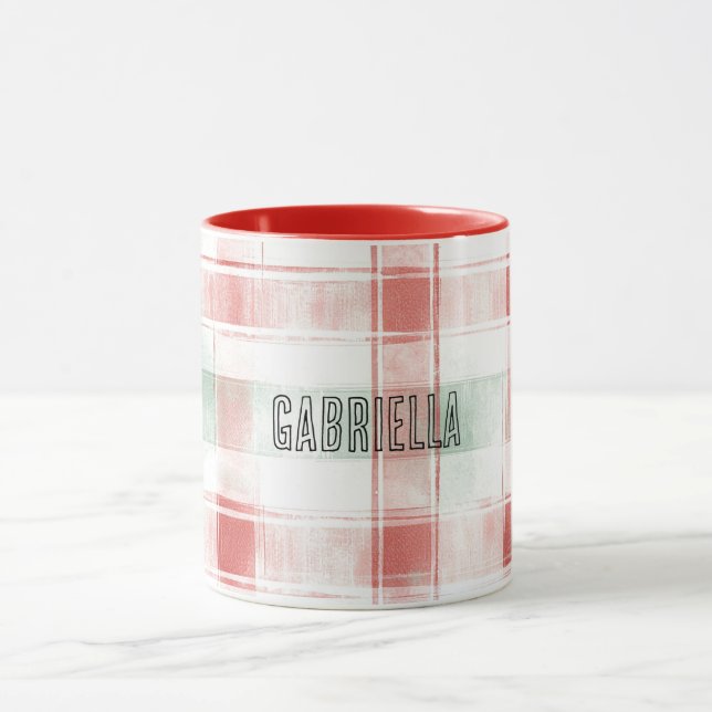 Mug Rouge Menthe Poivre de Menthe Mocha Rayures à Carr (Centre)