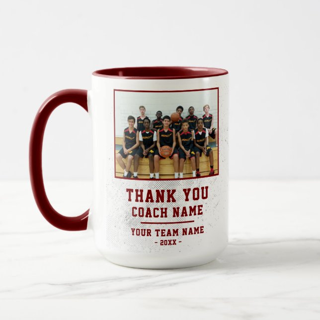 Mug Rouge Merci Coach Nom de l'équipe Photo (Gauche)
