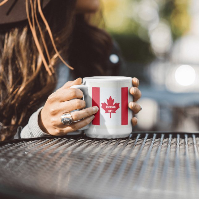 Mug Rouge moderne sur blanc" "Mon Canada se lève" (Créateur téléchargé)