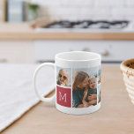 Mug Rouge | Monogramme Grille Collage photo<br><div class="desc">Ce simple design personnalisé de tasse photo met 6 de vos snaps favoris avant et centre, avec un monogramme initial unique de chaque côté. Customisez avec six photos carrés d'amis, d'enfants, de petits-enfants, d'animaux de compagnie ou de vos endroits préférés, avec votre initiale en lettres blanches sur un carré rouge....</div>