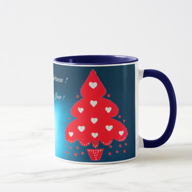 Mug ROUGE NOËL ARBRE FÊTE DE VACANCES bleu (Droite)