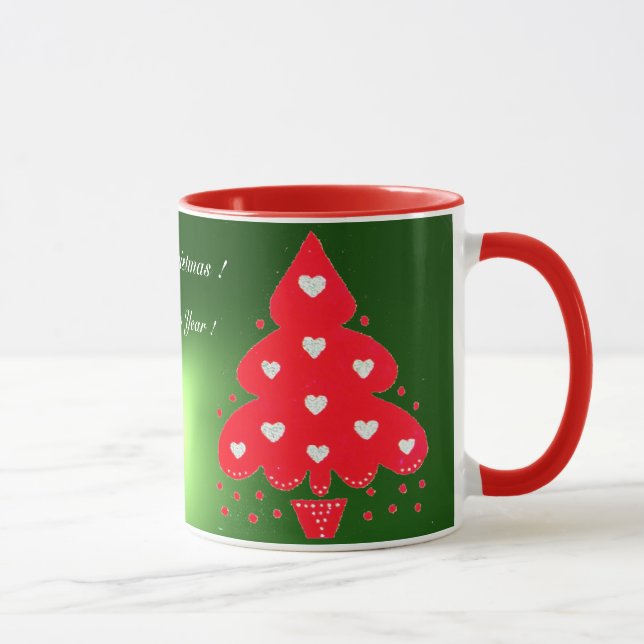 Mug ROUGE NOËL ARBRE VACANCES FÊTE verte (Droite)