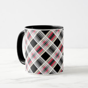 Mug Rouge noir blanc plaid