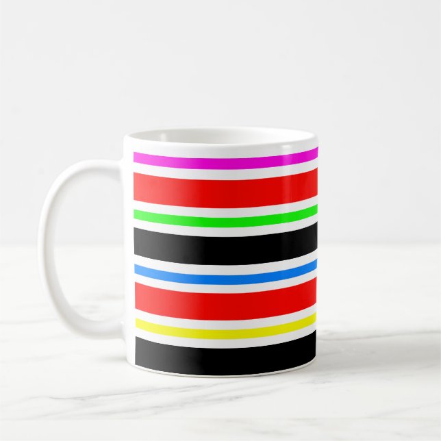 Mug Rouge Noir Multi-couleurs Couleurs Rayures (Gauche)