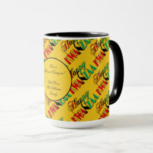 Mug Rouge Noir Vert Kinara Typographie Joyeux Kwanzaa
