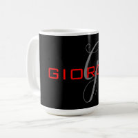 Rouge noir Votre nom Monogramme initial Moderne