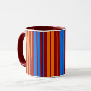 Mug Rouge Orange Bleu Design à Rayures Verticales