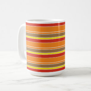 MUG ROUGE ORANGE JAUNE STRIPES BROWN AUTOMNE