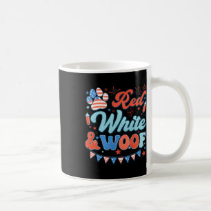 Mug Rouge rétro Blanc et Woof Us Drapeau Chien Paw Hap