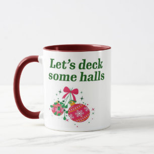 Mug Rouge rétro moderne Noël, décorons quelques salles