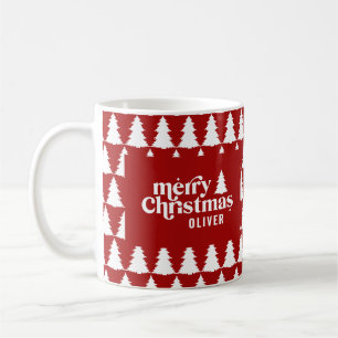 Mug Rouge rétro Noël moderne minimal unique