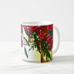 Mug Rouge romantique Aquarelle Rose & Lanterne Rustiqu