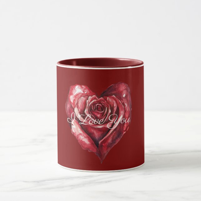 Mug Rouge Rose Romantique Amour du Coeur (Centre)