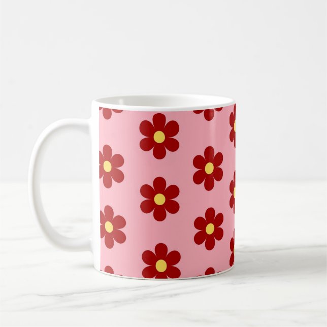 Mug Rouge rose Y2K Fleur sauvage Bold Retro Spring Cui (Gauche)