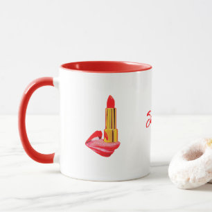 Mug Rouge rouge à lèvres sur la langue avec personnali