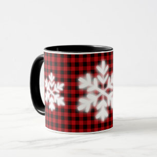 Mug Rouge rustique rouge rustique plaid gelé flocons d