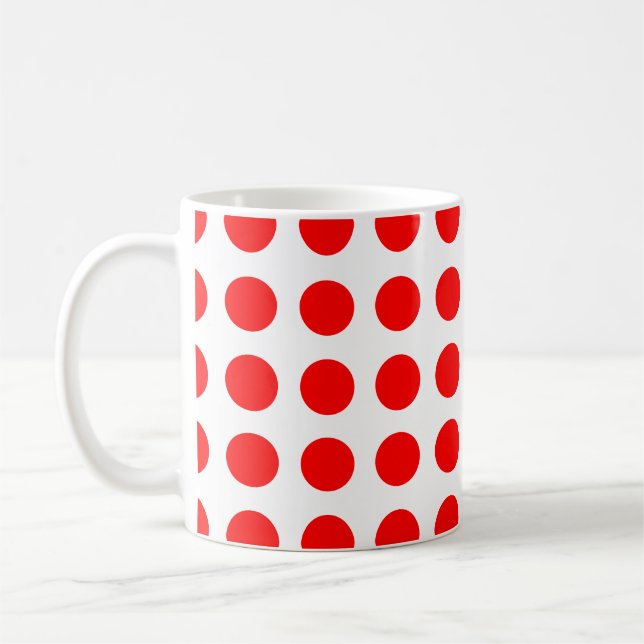 Mug Rouge sur blanc Grande taille Pois horizontaux (Gauche)