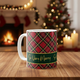 Mug Rouge Tartan Plaid Or Si Joyeux
