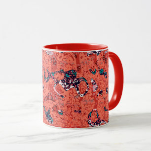 Mug Rouge Turquoise noir blanc tacheté Résumé graphiqu