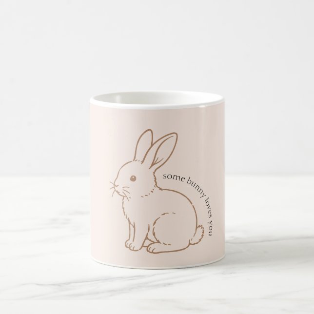 Mug Rouge Un Lapin T'aime Esquisse (Centre)