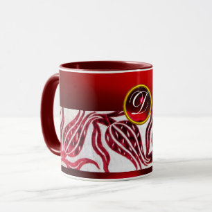 Mug ROUGE VELVET DAMASK TULIP MONOGRAMME Bourgogne Bla