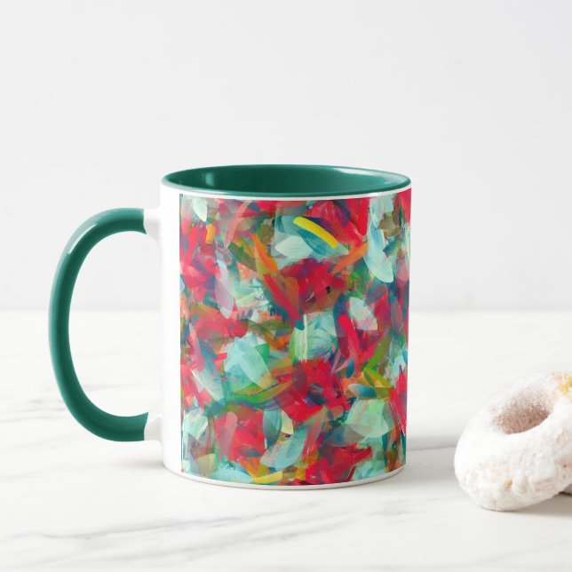 Mug Rouge Vert Bleu Bleu Jaune Abrégé (Avec donut)