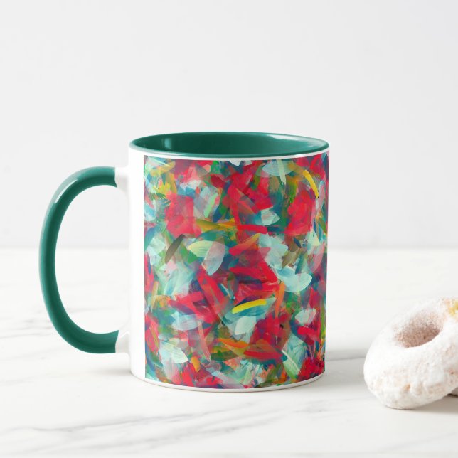 Mug Rouge Vert Bleu Bleu Jaune Abrégé (Avec donut)