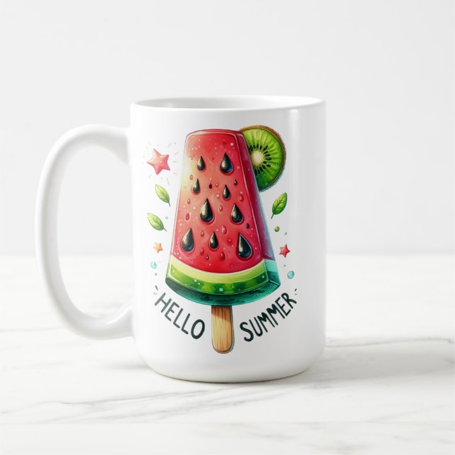 MUG ROUGE & VERT BONJOUR ÉTÉ PASTÈQUE (Gauche)