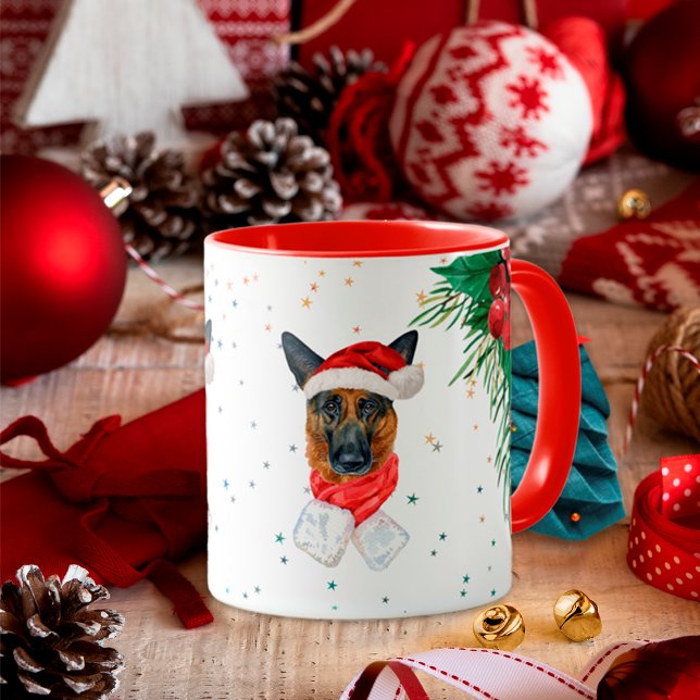 Mug Rouge Vert Mignon Propriétaire de Chien Berger All (Créateur téléchargé)