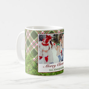 Mug Rouge vert Pin Plaid Branche Joyeux Noël Photo