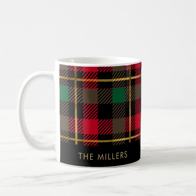 Mug Rouge Vert Tartan Plaid Noël (Gauche)