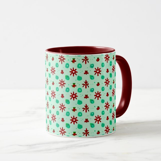 Mug Rouge vintage et vert (Devant droit)