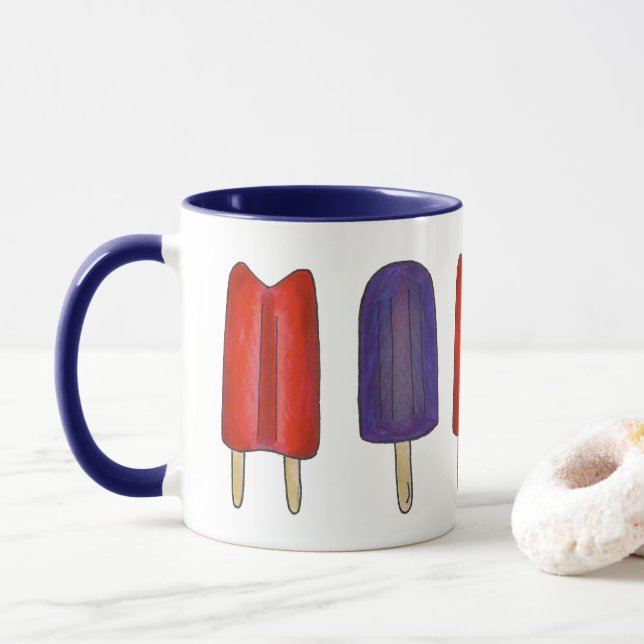 Mug Rouge Violet Twin Pop Popsicle Ice Lolly été (Avec donut)