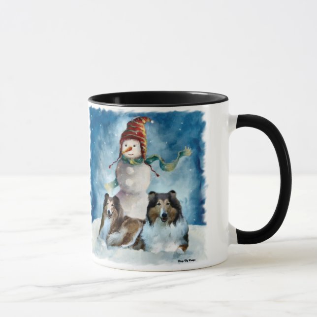 Mug Rough Collie avec Snowman Christmas (Droite)