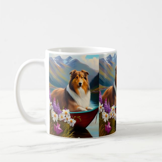 Mug Rough Collie sur une pagaie : une aventure Pittore (Gauche)