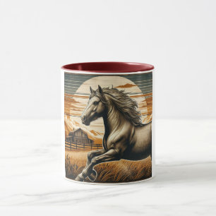 Mug Rouille/cheval vintage/Ouest