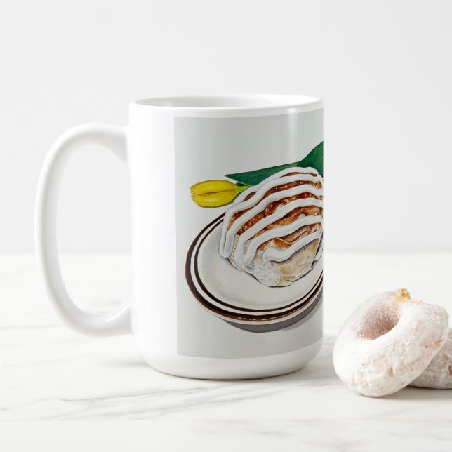 Mug Roulé à la cannelle et cappuccino (Avec donut)
