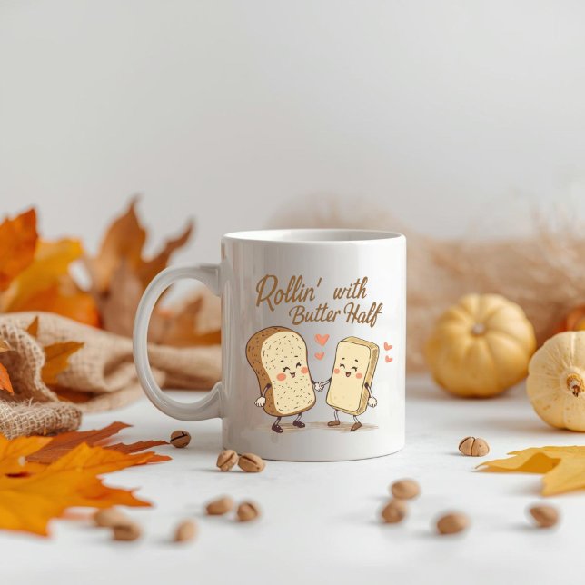 Mug Rouler avec ma moitié de beurre - Joli Thanksgivin (Créateur téléchargé)
