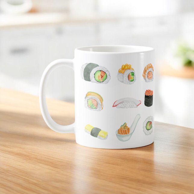 Mug Roulés de sushi à l'aquarelle (Créateur téléchargé)