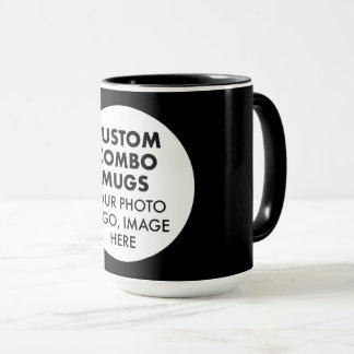 Mug Round Frame Photo Logo Large Black Custom Combo