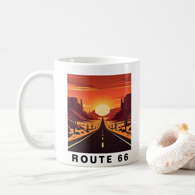 Mug Route 66 Arizona USA Voyage Rétro (Avec donut)