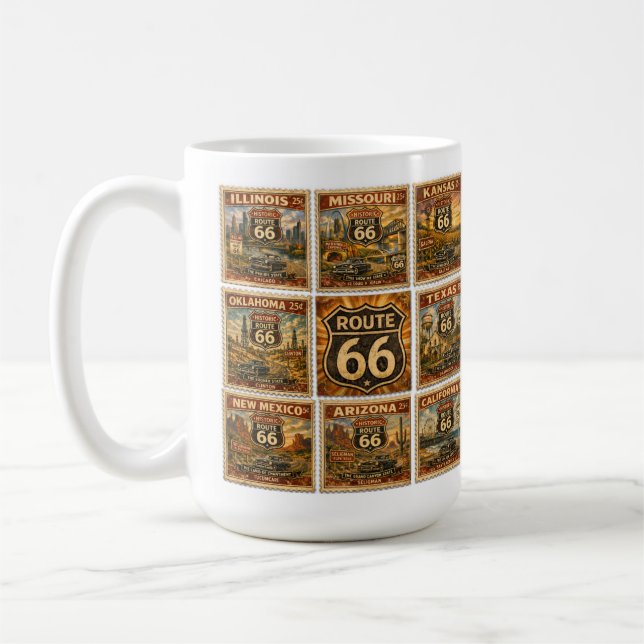 Mug Route 66 Cuisine de timbre d'État Commémoration (Gauche)