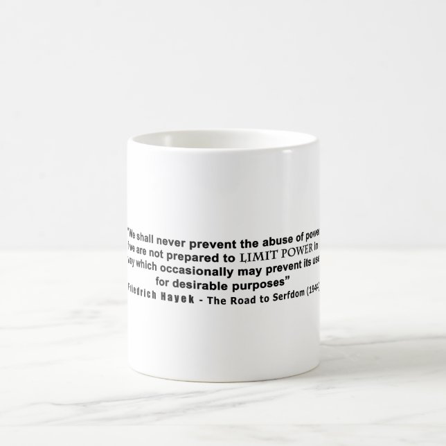 Mug Route de Friedrich Hayek à la citation de (Centre)