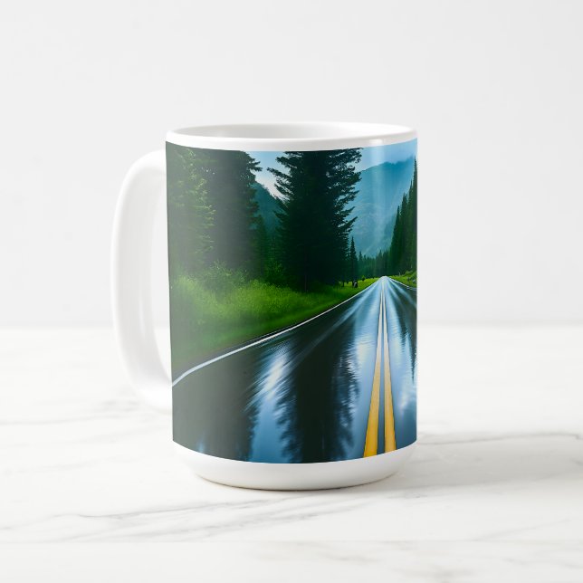 Mug Route forestière vitrée par la pluie (Devant gauche)