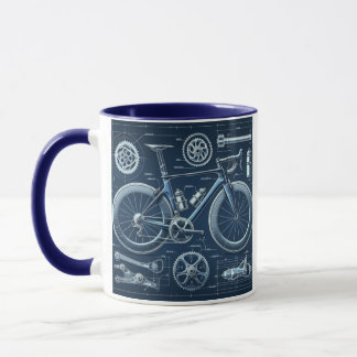 Mug Route, Sketch Vélo, Café Mug, Artiste Bleu,