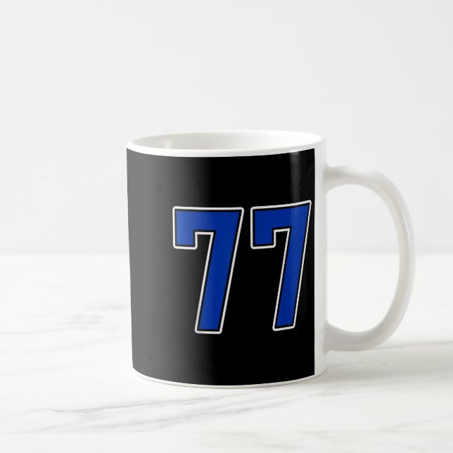 Mug Royal Bleu Blanc Numéro 77 Joueur Jersey Uniforme  (Droite)