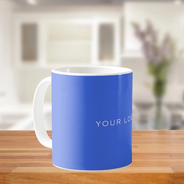 Mug Royal bleu logo commercial rectangulaire (Créateur téléchargé)