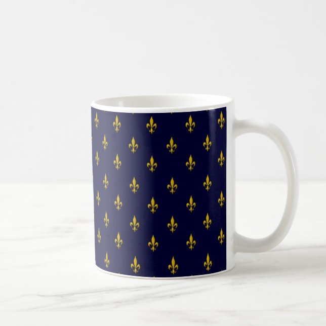Mug Royal Blue Fleur De Lis Motif (Droite)