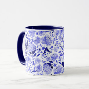 Mug Royal Blue Floral